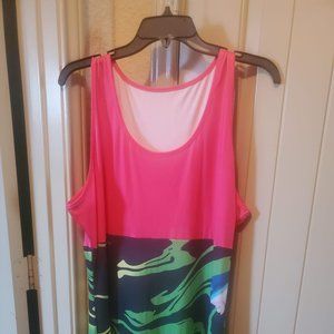 Pink Flower Print Maxi Dress Size 2X